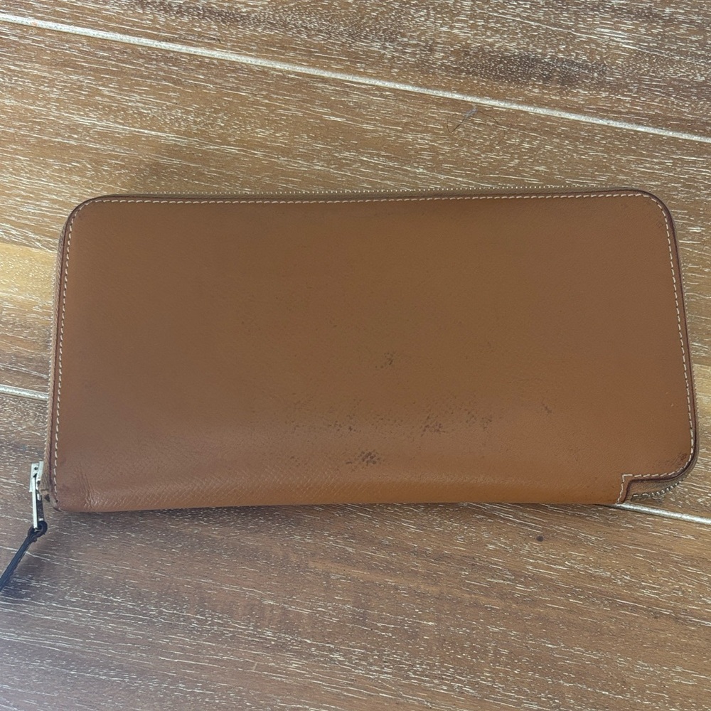 Hermes Silk Wallet in Gold Epsom Leather